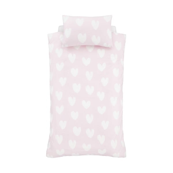 Różowa flanelowa pościel dziecięca dwuosobowa 200x200 cm Hearts – Catherine Lansfield