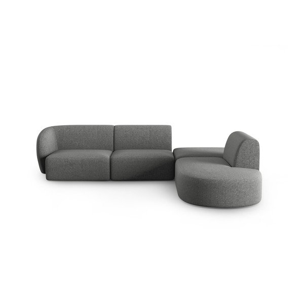 Szary narożnik z tkaniny szenilowej (prawostronny/w kształcie litery L) Paolo – Milo Casa