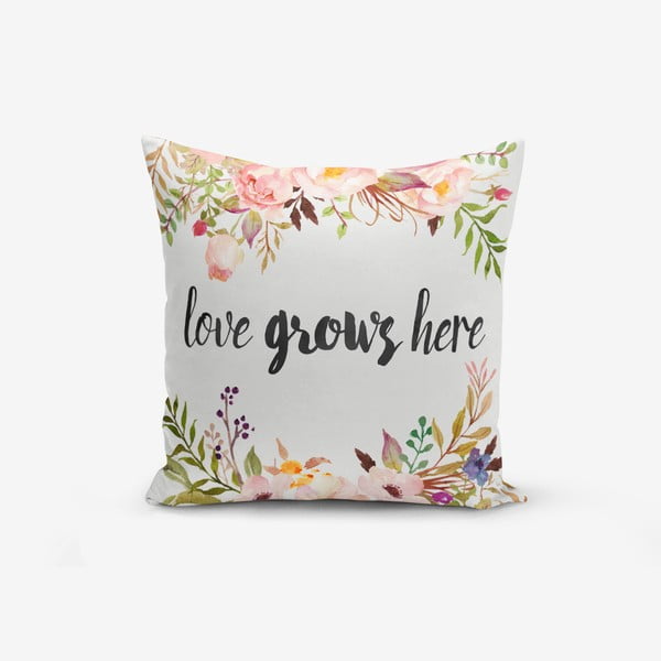 Poszewka na poduszkę z domieszką bawełny Minimalist Cushion Covers Love Grows Here, 45x45 cm