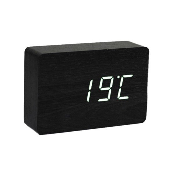 Czarny budzik z białym wyświetlaczem LED Gingko Brick Click Clock-image-4