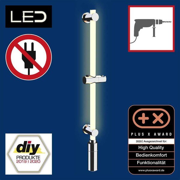 Prysznicowy drążek ścienny w kolorze srebra 74 cm LED – Wenko-image-1