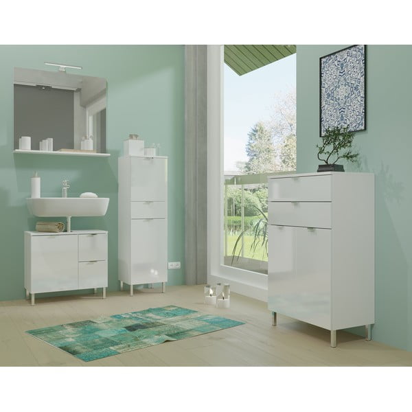 Lustro z oświetleniem/z półką ścienne 76x75 cm – Germania-image-4