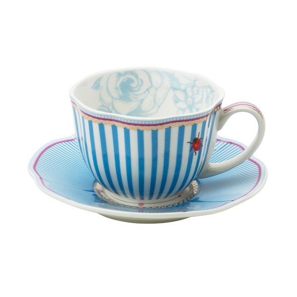 Porcelanowa filiżanka ze spodkiem Stripie Lisbeth Dahl, 2 szt.-image-1