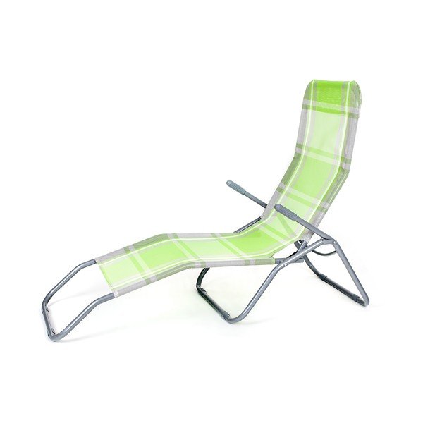 Zielony metalowy składany leżak ogrodowy – Happy Green-image-3