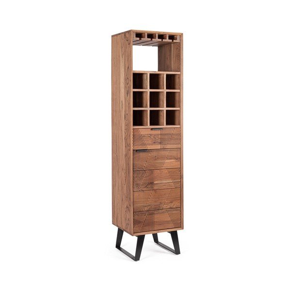 Szafka na wino z litego drewna akacjowego w naturalnym kolorze 45x180x40 cm Isar – Bizzotto-image-2
