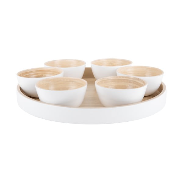 Biały bambusowy zestaw misek do serwowania ø 32 cm Puro – PT LIVING