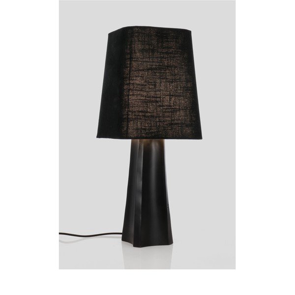 Czarna metalowa lampa stołowa z tekstylnym kloszem (wysokość 61 cm) Tripura – Bizzotto-image-2