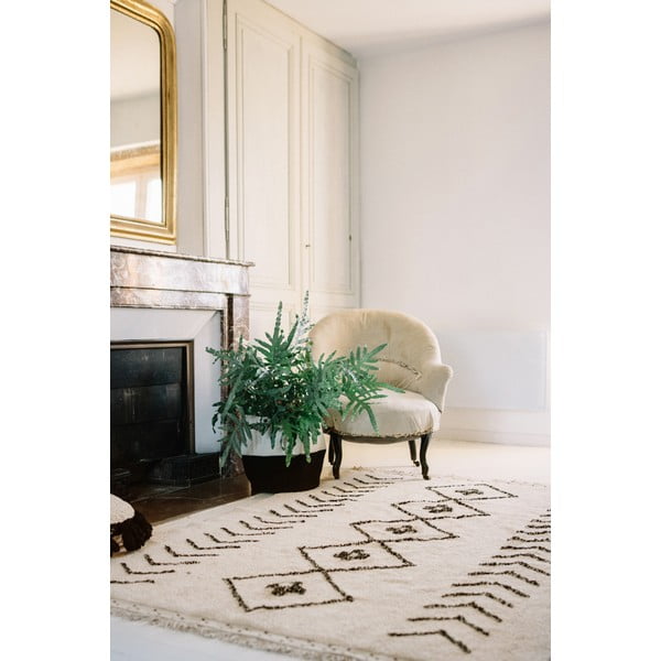 Kremowy bawełniany dywan tkany ręcznie odpowiedni do prania 170x240 cm Bereber Rhombs – Lorena Canals-image-1