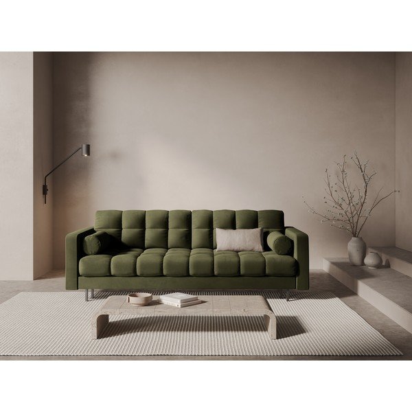 Zielona aksamitna rozkładana sofa ze schowkiem 222 cm Bali – Cosmopolitan Design-image-1