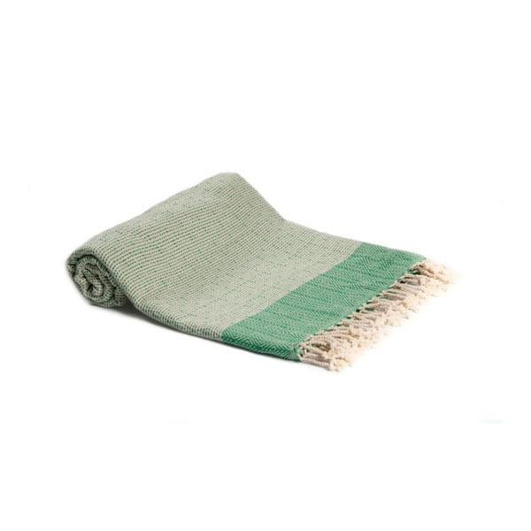 Zielony ręcznik kąpielowy tkany ręcznie Ivy's Elmas, 100x180 cm