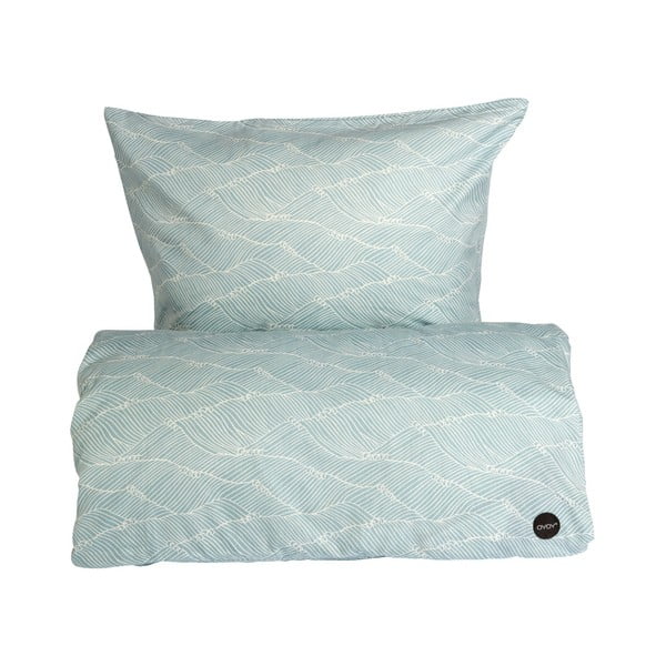 Zestaw niebieskiej poszwy na kołdrę i poduszki z bawełny organicznej OYOY PoiPoi, 200x140 cm