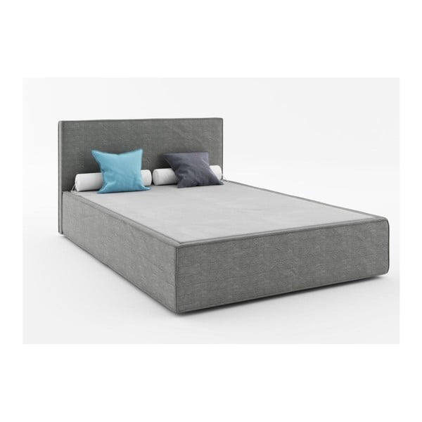 Ciemnoszare łóżko 2-osobowe Absynth Mio Soft, 140x200 cm