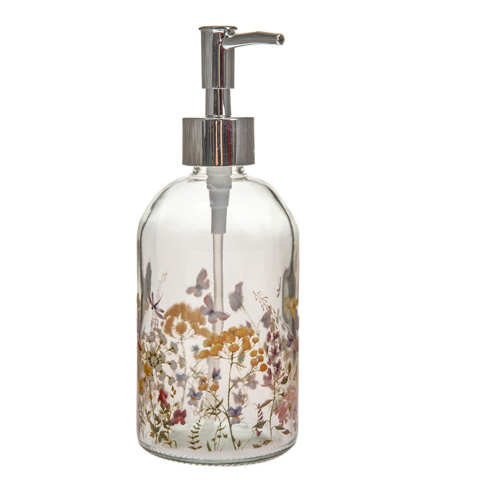 Szklany dozownik do mydła 390 ml Flowers – Dakls