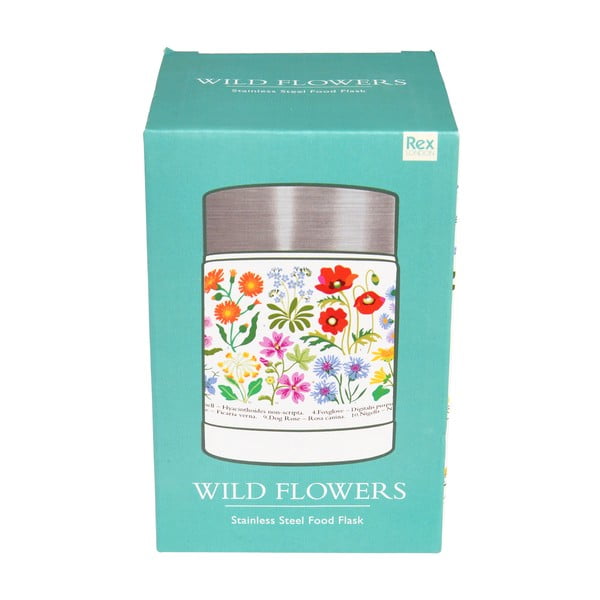 Termos na jedzenie dla dzieci w kremowo-srebrnym kolorze 450 ml Wild Flowers – Rex London-image-3
