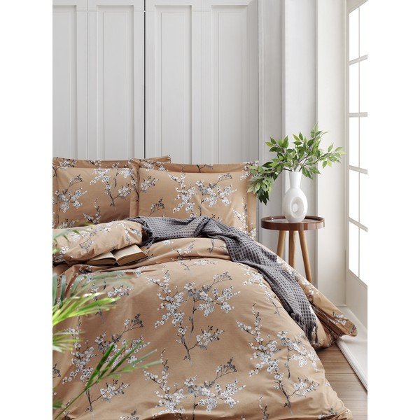 Pomarańczowa bawełniana pościel dwuosobowa 200x200 cm Chicory – Mijolnir-image-1