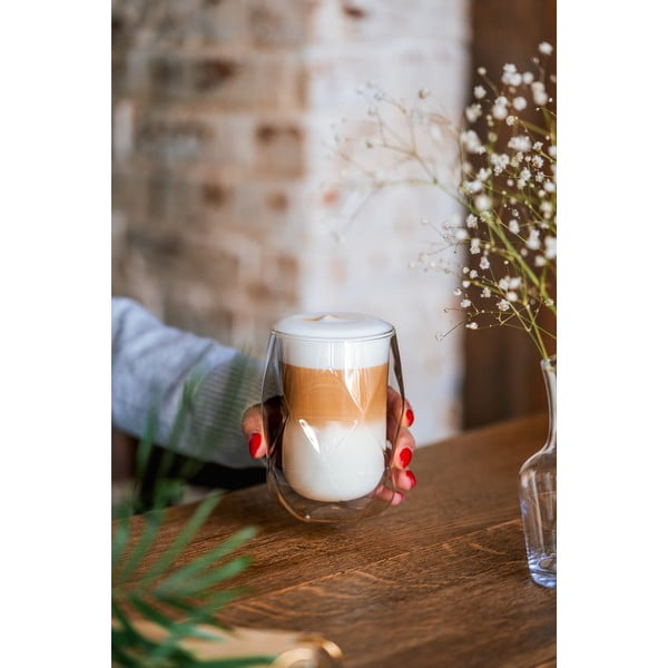 Zestaw 2 szklanek z podwójną ścianką do latté Vialli Design Geo, 350 ml-image-3