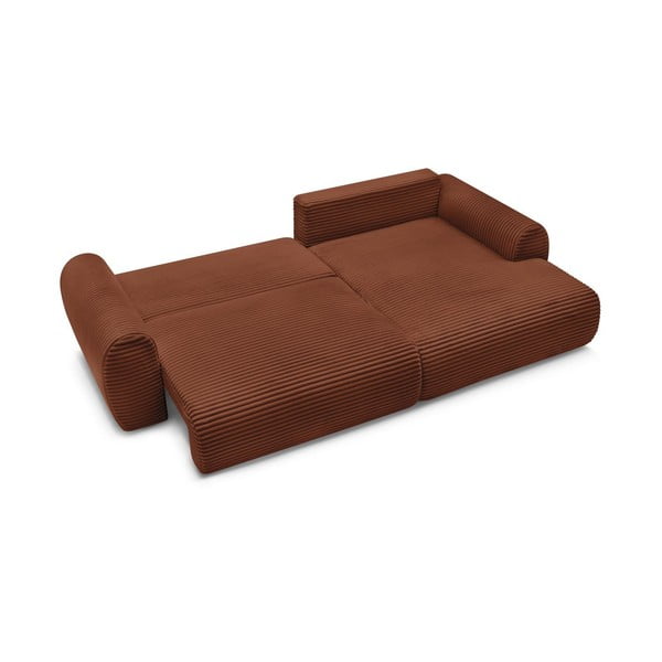 Ceglasty sztruksowy rozkładany narożnik (prawostronny) Lucien – Bobochic Paris-image-4