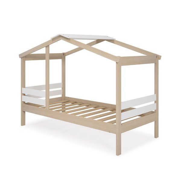 Białe łóżko dziecięce w kształcie domku w dekorze sosny  90x190 cm Angel – Marckeric-image-4