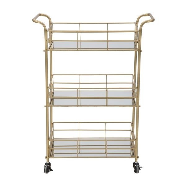 Regał/stolik barowy na kółkach 3-poziomowy z konstrukcją w złotej barwie Mauro Ferretti Reo-image-3