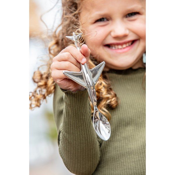 Łyżeczka dla dzieci ze stali nierdzewnej w kolorze srebra Plane – Zilverstad-image-1