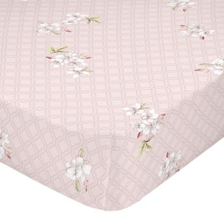 Różowe bawełniane prześcieradło Happy Friday Basic Chinoiserie, 140x200 cm