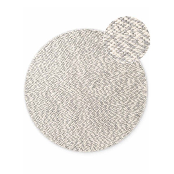 Jasnoszary/kremowy wełniany okrągły dywan tkany ręcznie ø 160 cm Lyon Beans – Elle Decoration