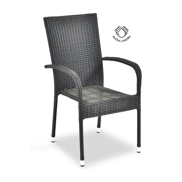 Czarne krzesło ogrodowe ze sztucznego rattanu Bonami Essentials Paris-image-2