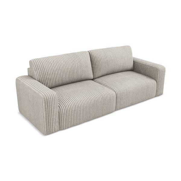 Beżowa sztruksowa rozkładana/ze schowkiem sofa 252 cm Kona – Makamii-image-3