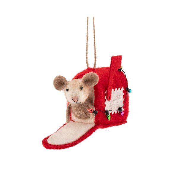 Tekstylna ozdoba świąteczna 13 cm Mouse in Letter Box – Sass & Belle