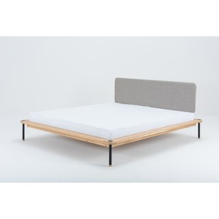 Dwuosobowe łóżko z drewna dębowego Gazzda Fina Nero, 140x200 cm