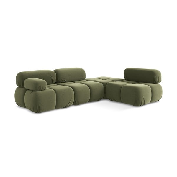 Jasnozielony aksamitny narożnik modułowy (prawostronny) Lokua – Makamii-image-3