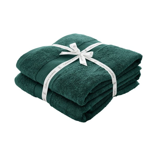Ciemnozielone bawełniane ręczniki kąpielowe frotte zestaw 2 szt. 90x140 cm Anti-Bacterial – Catherine Lansfield-image-4