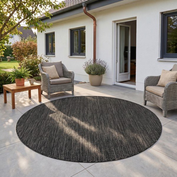 Czarny okrągły dywan odpowiedni na zewnątrz ø 80 cm Mira 1450 – Ayyildiz Carpets-image-1