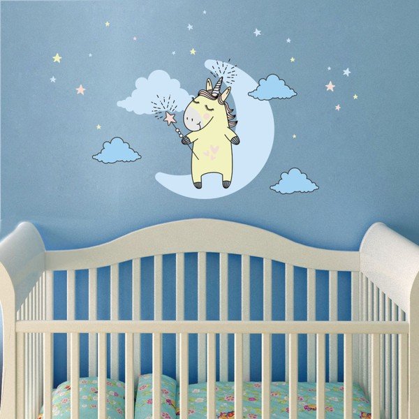 Zestaw dziecięcych naklejek ściennych Ambiance Unicorn in The Sky-image-1