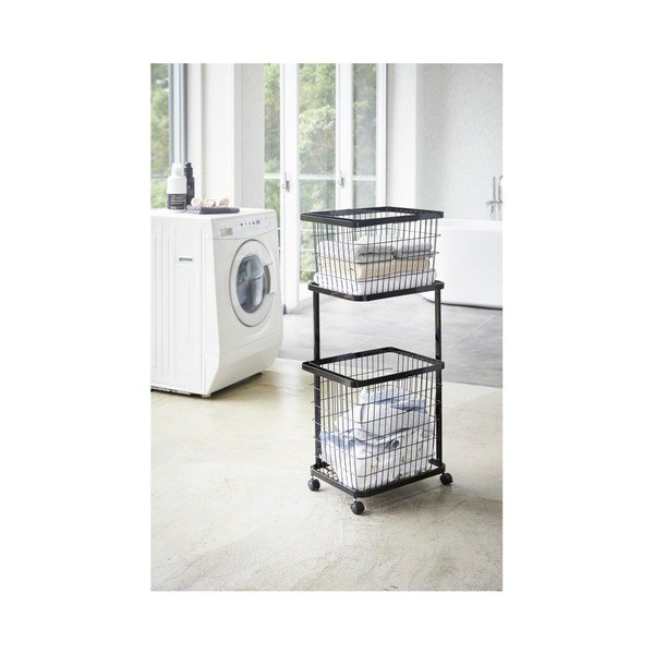 Czarny wózek na kosze na pranie YAMAZAKI Tower Laundry-image-1