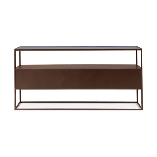Ciemnobrązowa konsola ze szklanym blatem 30x140 cm Godric – Bizzotto