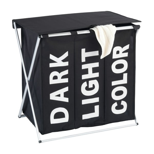 Czarny potrójny kosz na pranie Wenko Trio, 118 l-image-1