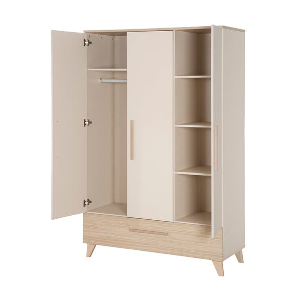 Kremowo-naturalna szafa dziecięca w dekorze dębu 118x190x52 cm Sidney – Roba-image-3