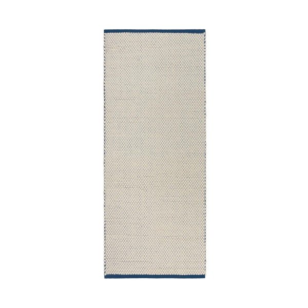Niebieski/beżowy wełniany chodnik tkany ręcznie 80x170 cm Lenu – noo.ma