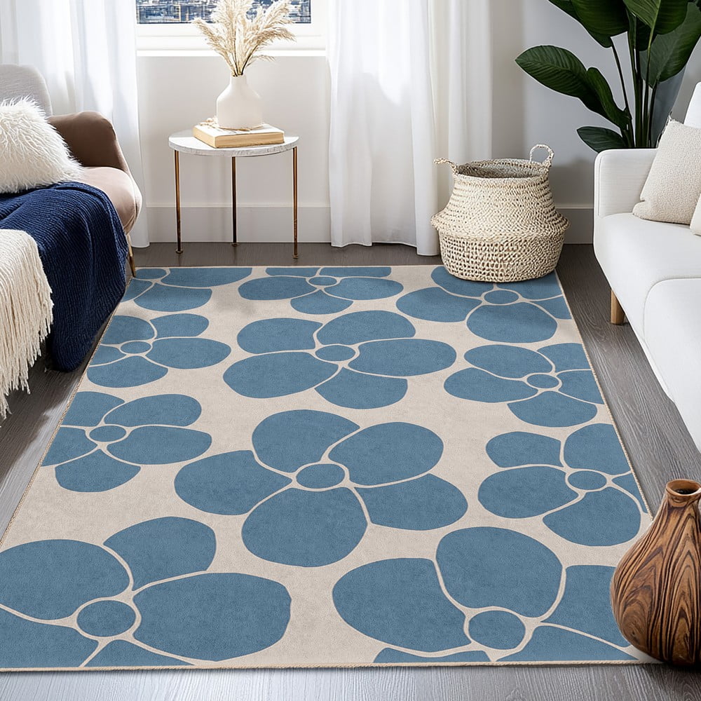 Niebieski dywan odpowiedni do prania 60x100 cm Blue Meadow – Mila Home (zdjęcie 10)