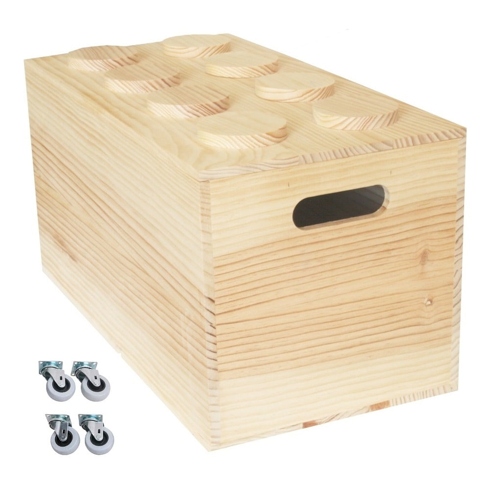 Pudełko na kółkach Wood Lego, 52x27x27 cm