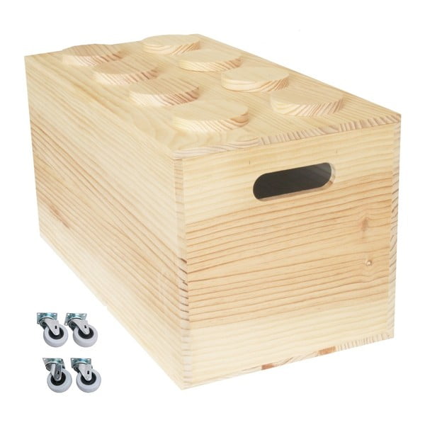 Pudełko na kółkach Wood Lego, 52x27x27 cm