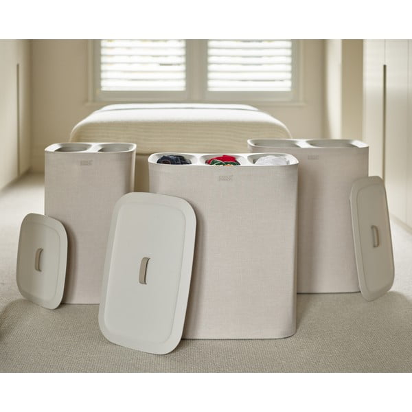 Beżowy tekstylny kosz na pranie 90 l Tota Trio – Joseph Joseph-image-4