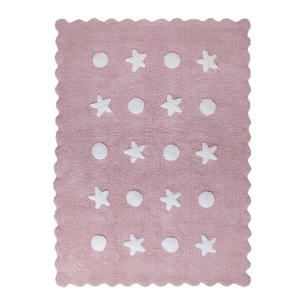 Różowy dywan bawełniany Happy Decor Kids Little Waves, 160x120 cm