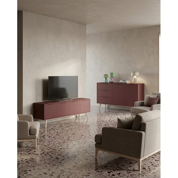 Szafka pod TV z matowym wykończeniem w kolorze terakoty 140x53x40 cm Campus – Marckeric-image-1