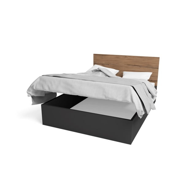 Czarne łóżko dwuosobowe ze schowkiem i stelażem 160x200 cm Malta – Marckeric-image-2