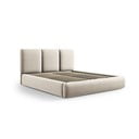 Kremowe aksamitne tapicerowane łóżko dwuosobowe ze schowkiem i stelażem 160x200 cm Brody – Mazzini Beds