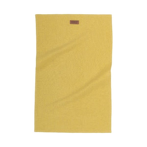 Żółta ścierka z domieszką lnu Tiseco Home Studio, 42x68 cm
