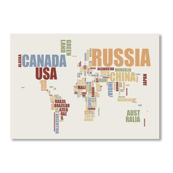 Plakat z kolorową mapą świata Americanflat Old Times, 60x42 cm