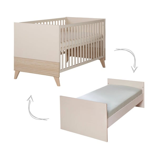 Beżowe łóżeczko z regulowaną wysokością 70x140 cm Sidney – Roba-image-2